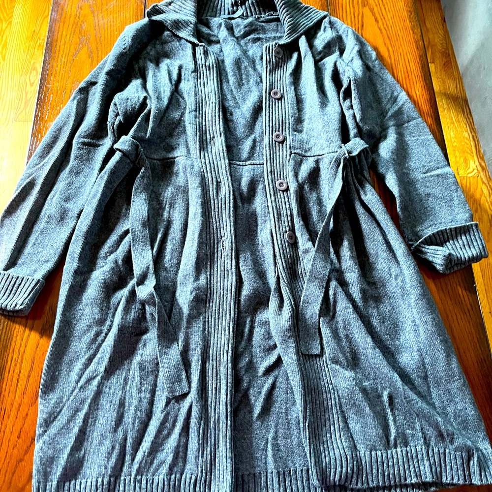 Grey maternity cardigan robe sweater